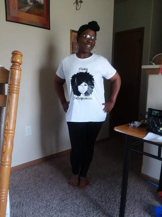 Customer wearing Entrepreneur Life Ebony Entrepreneur T-shirt