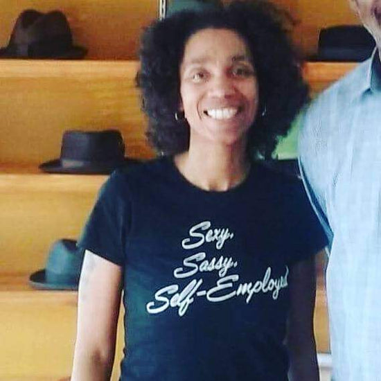 Customer wearing Entrepreneur Life Sexy, Sassy, Self-Employed T-shirt