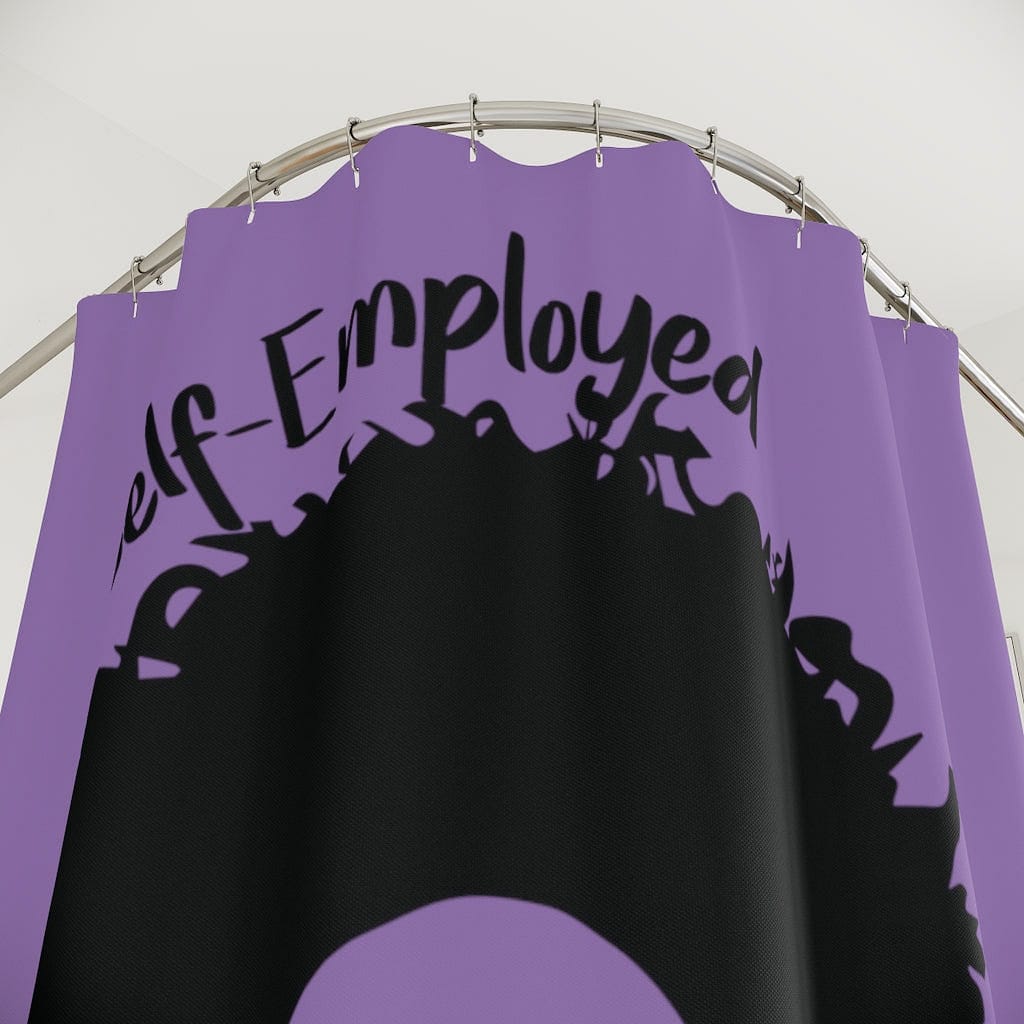 Self-Employed & Unbothered Polyester Shower Curtain - Deep Purple - Entrepreneur Life