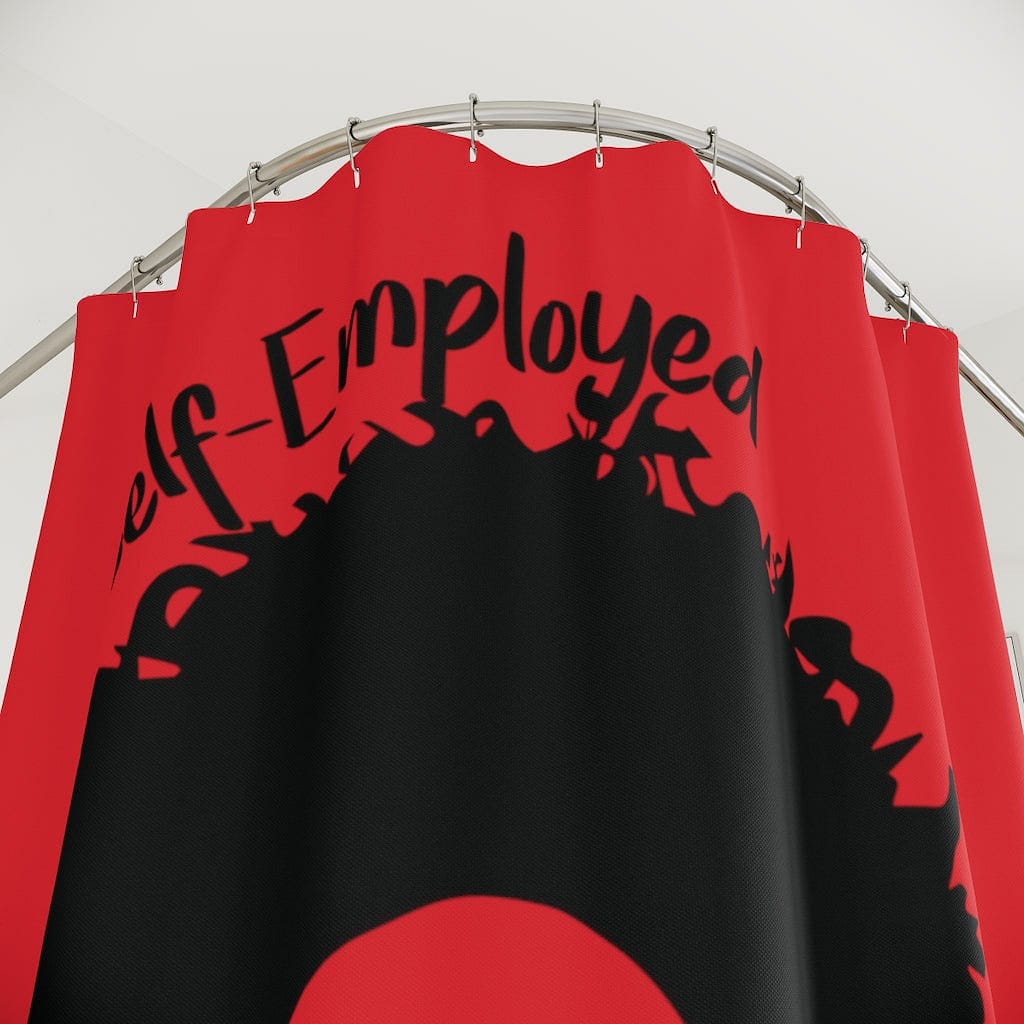 Self-Employed & Unbothered Polyester Shower Curtain - Red - Entrepreneur Life