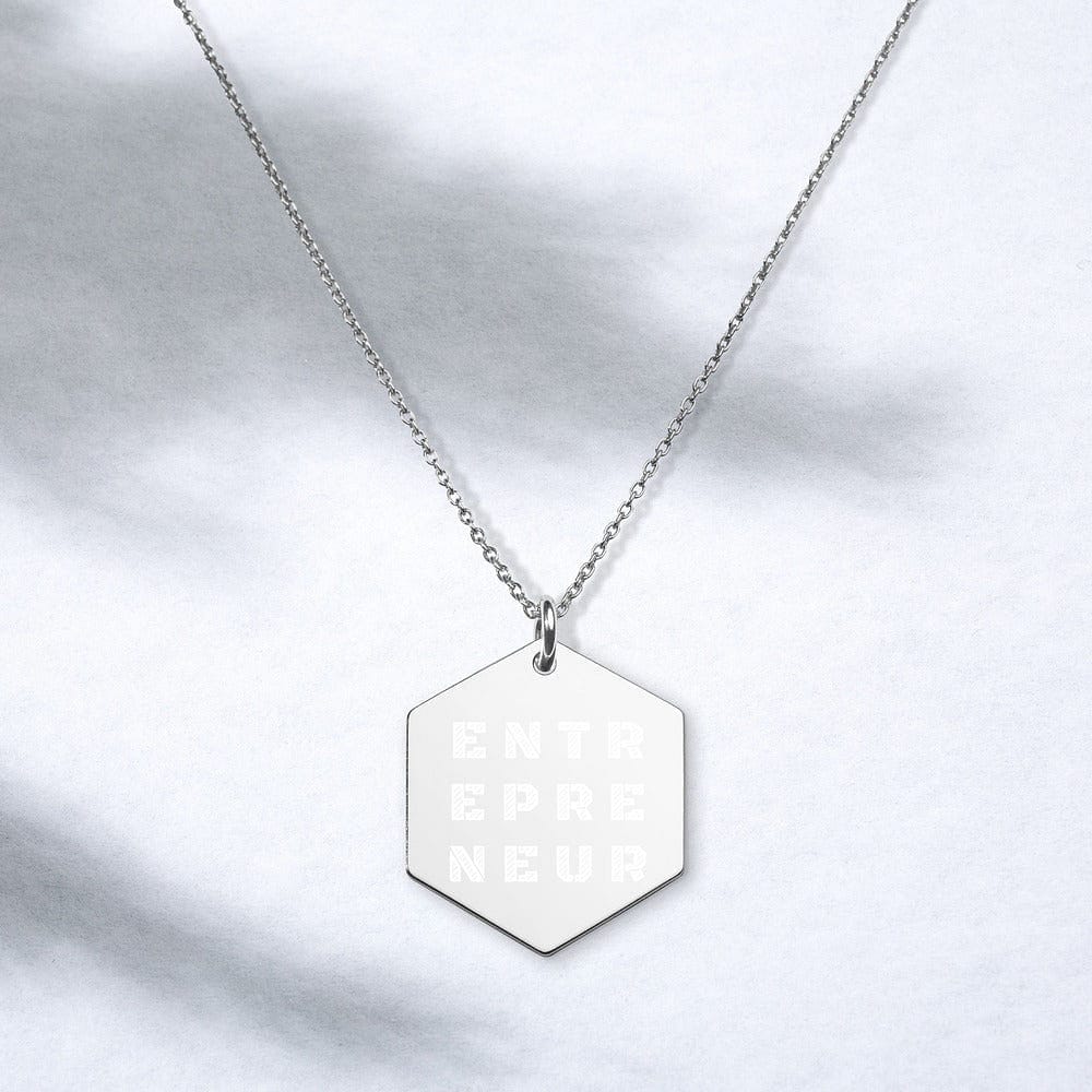 Entrepreneur Engraved Silver Hexagon Necklace - Entrepreneur Life