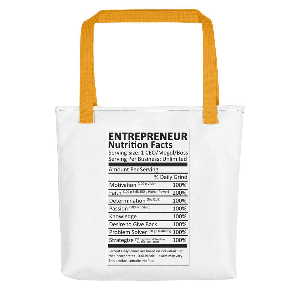Entrepreneur Life Nutrition Facts Tote Bag - Entrepreneur Life