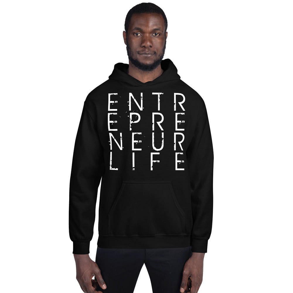 Entrepreneur Life Logo Unisex Hoodie - White Print - Entrepreneur Life