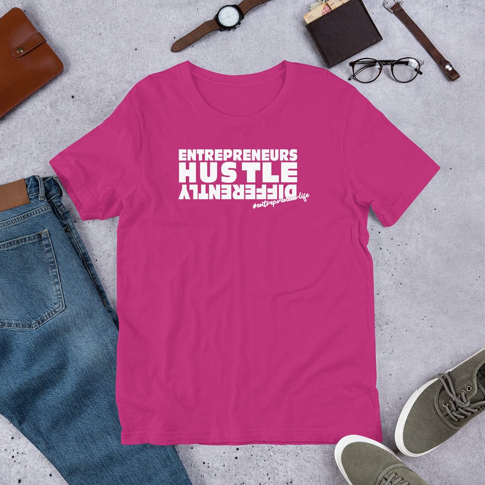 Hustle (white print) Short-Sleeve Unisex T-Shirt - Entrepreneur Life