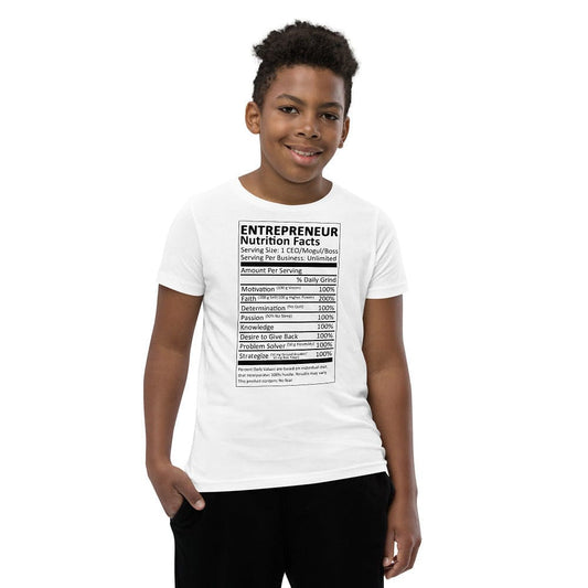 Entrepreneur Life Nutrition Facts Youth Short Sleeve T-Shirt - Entrepreneur Life
